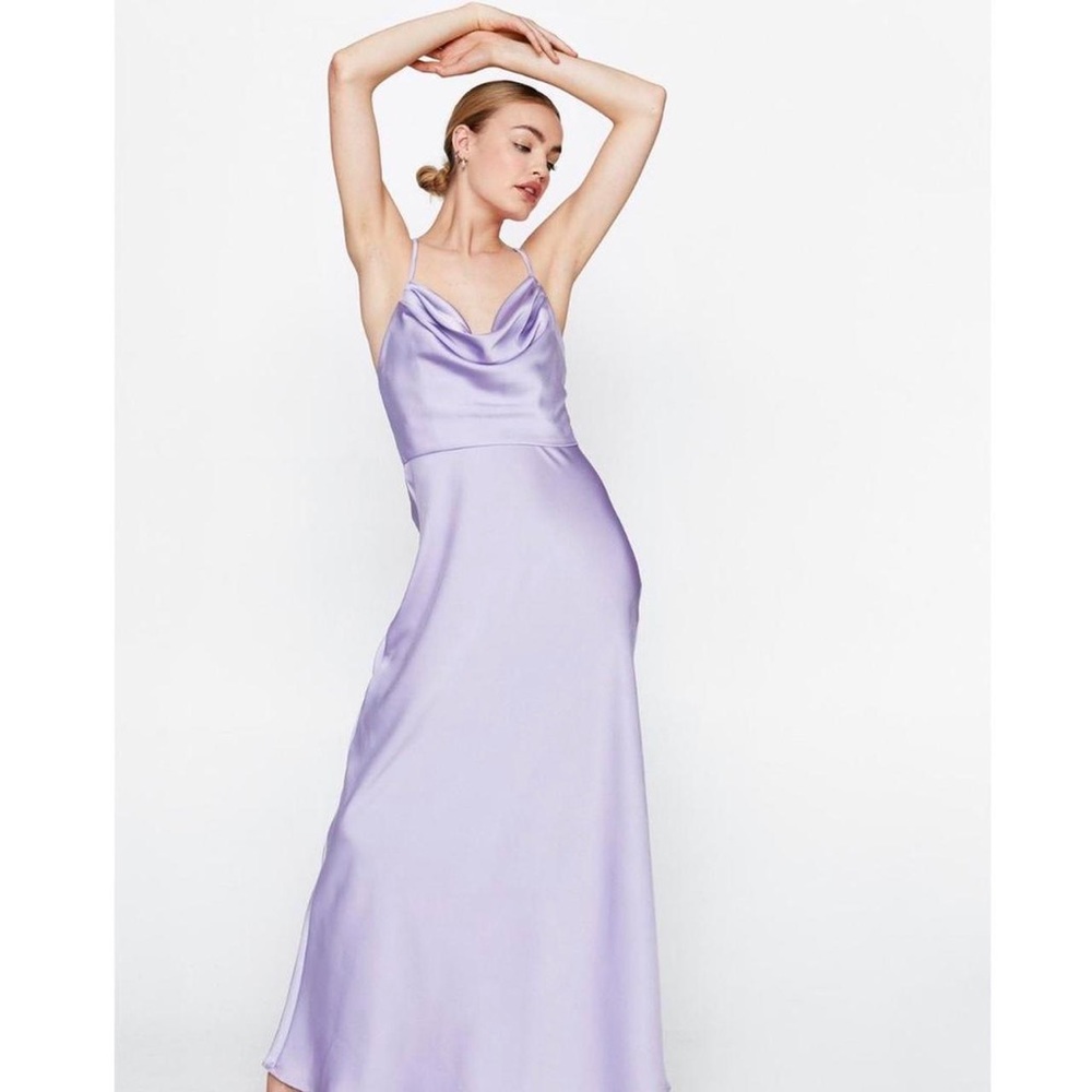 Nasty Gal Cowl Lilac Cross Back Maxi Dress Sz Small
